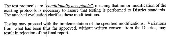 SCAQMD response: "The test protocols are conditionally acceptable..."